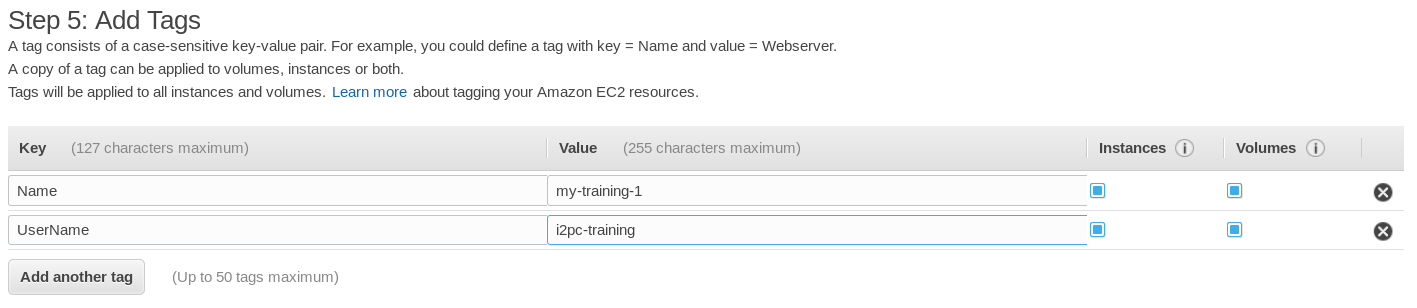 AWS console - Add tags