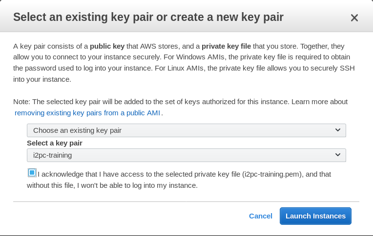 AWS console - Key pairs
