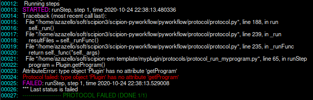 Failed protocol message